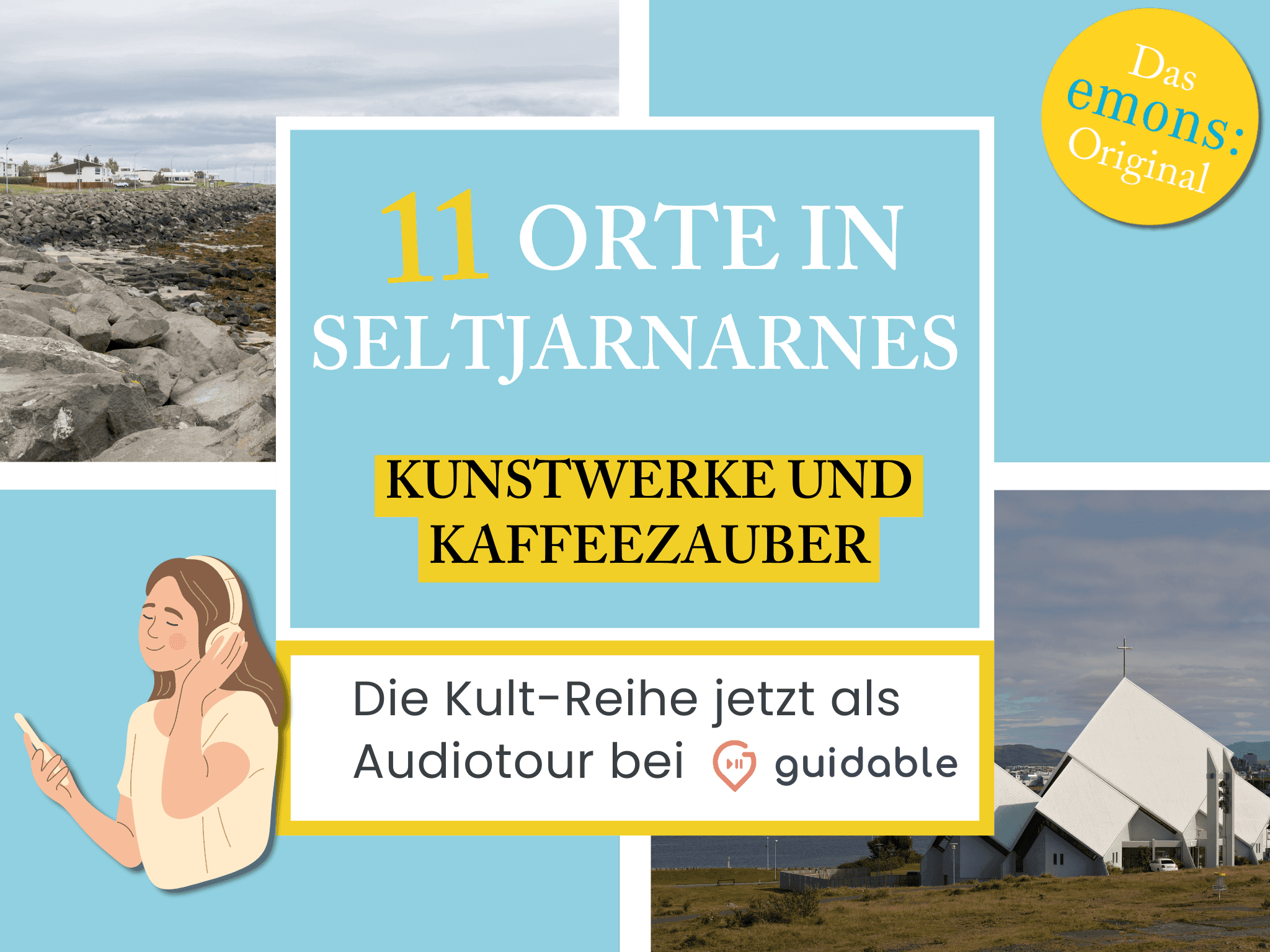 11 Orte in Seltjarnarnes Kunstwerke und 
Kaffeezauber